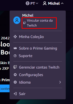 prime gaming vinculando conta na twitch