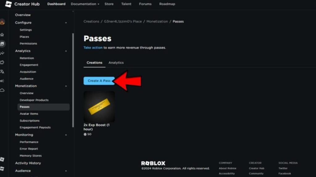 Como Criar um Game Pass no Roblox passo 5