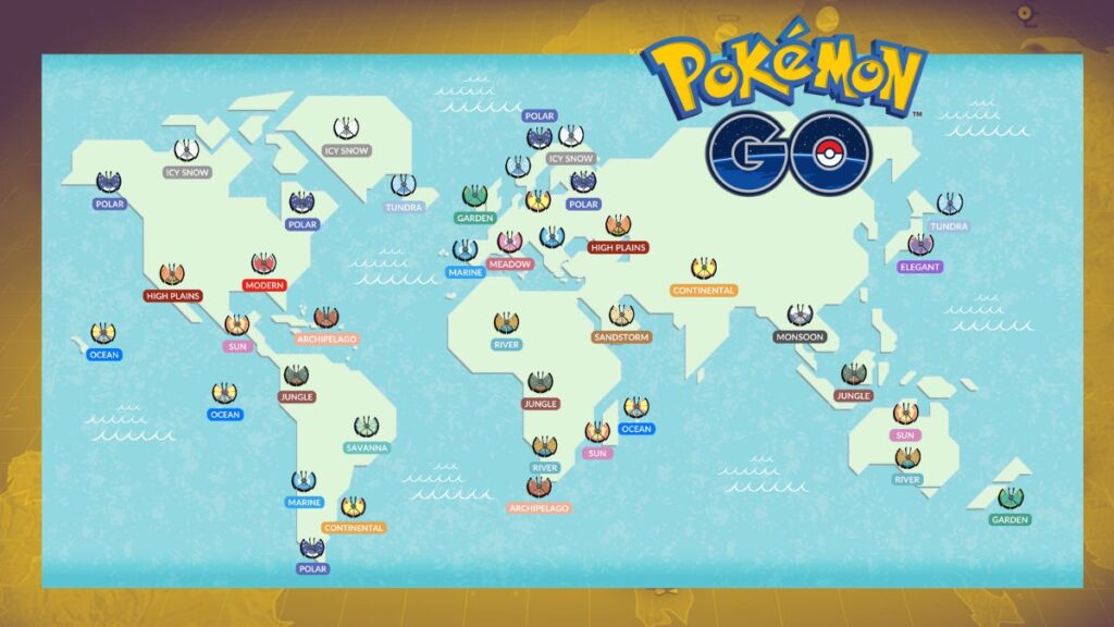 Pokémons Regionais mapa