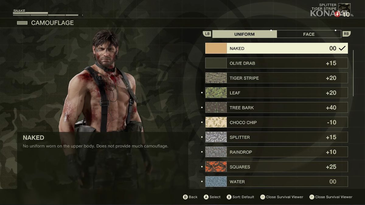 Menu de Camuflagem de Metal Gear Delta Snake Eater é Revelado!