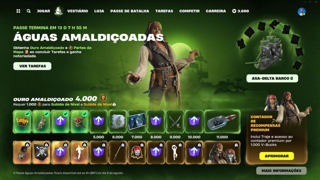 Evento Pirata do Caribe no Fortnite Cursed Sails Pass