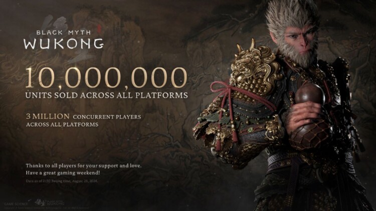 Black Myth Wukong Vende 10 Milhões de Unidades em 3 Dias e Bate Recordes no Steam